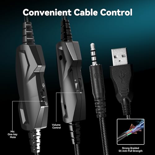 IMYB A36 Gaming Headset with Microphone for Pc, Xbox One Series X/s, Ps4, Ps5, Switch, Stereo Wired Noise Cancelling Over-Ear Headphones with Mic for Computer, Laptop, Mac, Nintendo, Gamer (Blue)