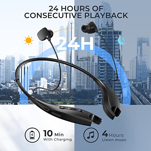 YOSDOM Neckband Bluetooth Headphones, Around The Neck Headphones 24H+ Playtime, Bluetooth Headsets with Call Vibration, Shark Jaw Design Wireless Earbuds+Noise Isolation/Built-in Mic/IPX7 Waterproof