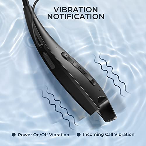 YOSDOM Neckband Bluetooth Headphones, Around The Neck Headphones 24H+ Playtime, Bluetooth Headsets with Call Vibration, Shark Jaw Design Wireless Earbuds+Noise Isolation/Built-in Mic/IPX7 Waterproof