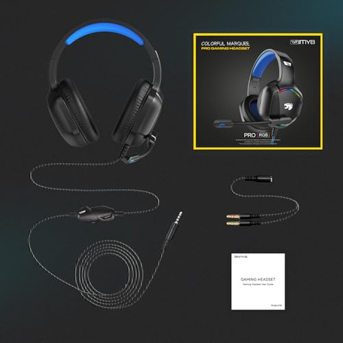 IMYB A36 Gaming Headset with Microphone for Pc, Xbox One Series X/s, Ps4, Ps5, Switch, Stereo Wired Noise Cancelling Over-Ear Headphones with Mic for Computer, Laptop, Mac, Nintendo, Gamer (Blue)