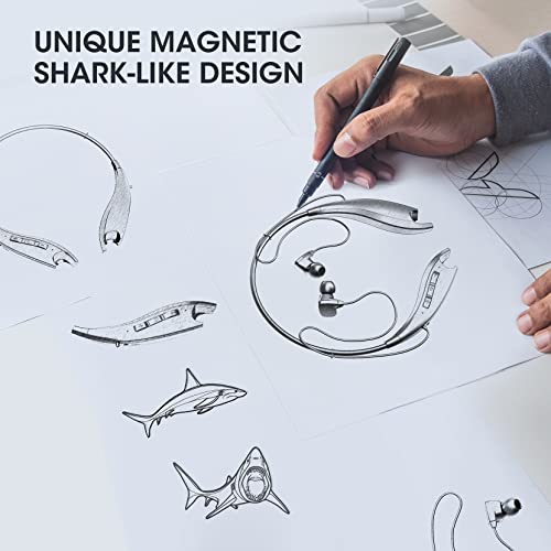 YOSDOM Neckband Bluetooth Headphones, Around The Neck Headphones 24H+ Playtime, Bluetooth Headsets with Call Vibration, Shark Jaw Design Wireless Earbuds+Noise Isolation/Built-in Mic/IPX7 Waterproof