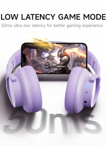 Picun B8 Headphones Wireless Bluetooth, 120H Bluetooth Headphones Over Ear with 3EQ Music Modes, Hands-Free Calls, Deep Bass Headphones for Travel Home Office Cellphone PC (Purple)