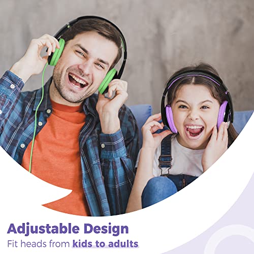 rockpapa Comfort Kids Headphones for School, Lightweight Childrens Boys Girls Teens Over-Ear Headphones Wired 3.5mm for CD DVD Player Tablet Phone Travel Black/Purple