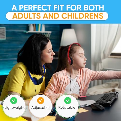 Redskypower 10 Pack Multi Color Kid's Wired On Ear Headphones, Individually Bagged, Disposable Headphones Ideal for Students in Classroom Libraries Schools, Bulk Wholesale