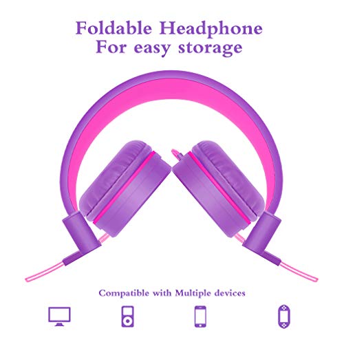 ELECDER i37 Kids Headphones for Children Girls Boys Teens Foldable Adjustable On Ear Headphones with 3.5mm Jack for Cellphones Computer MP3/4 Kindle School