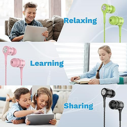 LWZCAM Earbuds Earphones with Microphone, 5 Pack Wired Heavy Bass Headphones, Earphone with Noise Isolating, Fits 3.5mm Interface for iPad, Desktop