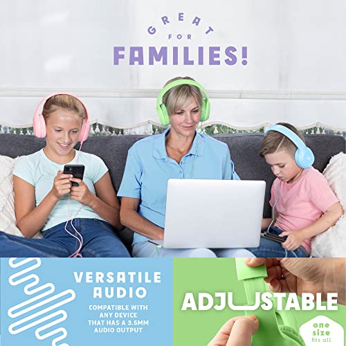 Sonitum Bulk Kids Headphones for School with Microphones - 5-Pack On-Ear 3.5mm Wired Headphones for Schools -Comfy Wired Kids Headphones with in-Line Mics – School Headphones for Kids