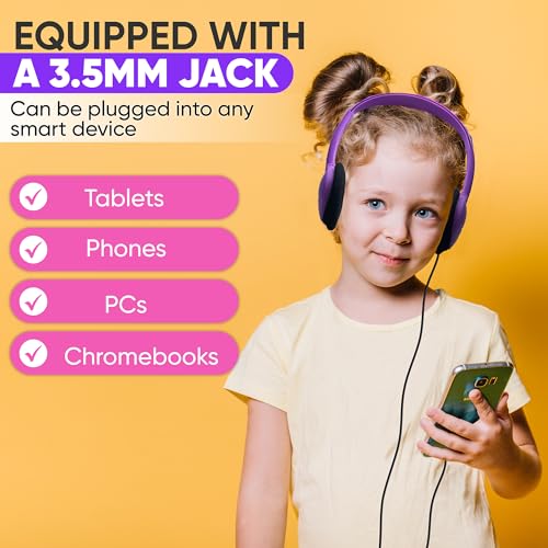 Redskypower 10 Pack Multi Color Kid's Wired On Ear Headphones, Individually Bagged, Disposable Headphones Ideal for Students in Classroom Libraries Schools, Bulk Wholesale