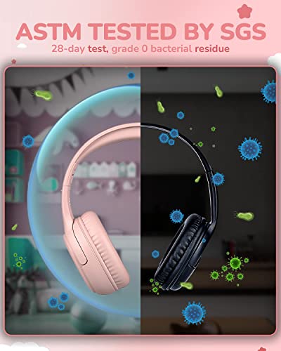 awatrue Kids Headphones with Microphone Foldable Stereo Tangle-Free 3.5mm Jack Wired Cord On-Ear Headset for Children/Teens/Boys/Girls/Smartphones/School/Kindle/Airplane Travel/Plane/Tablet (Pink)