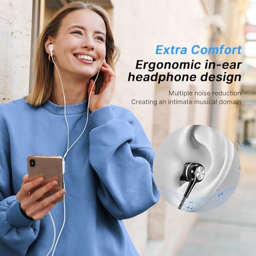 LWZCAM Earbuds Earphones with Microphone, 5 Pack Wired Heavy Bass Headphones, Earphone with Noise Isolating, Fits 3.5mm Interface for iPad, Desktop