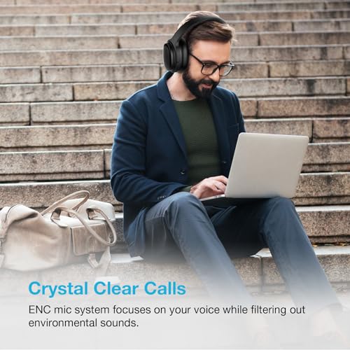 tapaxis Hybrid Active Noise Canceling Headphones Wireless Bluetooth Over ear Headphones with Hi-Fi Audio, Deep Bass, Comfortable Ear Cups 30 Playtime for Travel, Home Office, Titanium Black