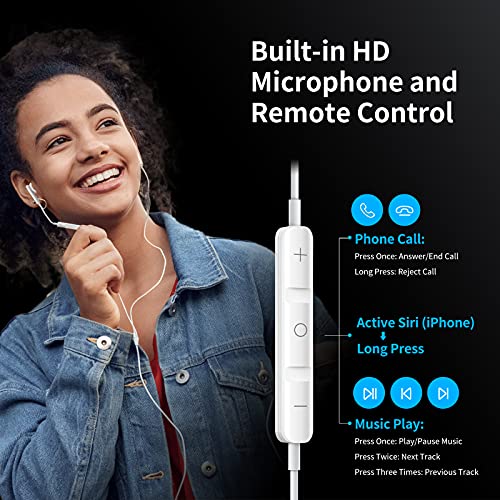 Kimwood Wired Earbuds with Microphone, Wired Earphones in Ear Headphones HiFi Stereo, Powerful Bass and Crystal Clear Audio, Compatible with iPhone, iPad, Android, Computer Most with 3.5mm Jack