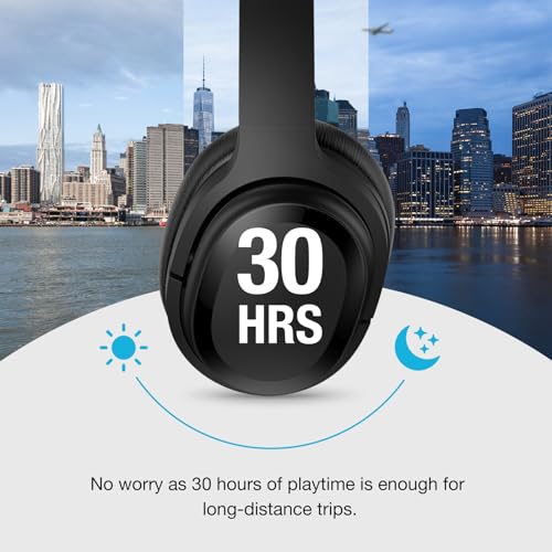 tapaxis Hybrid Active Noise Canceling Headphones Wireless Bluetooth Over ear Headphones with Hi-Fi Audio, Deep Bass, Comfortable Ear Cups 30 Playtime for Travel, Home Office, Titanium Black