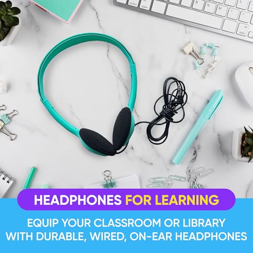Redskypower 10 Pack Multi Color Kid's Wired On Ear Headphones, Individually Bagged, Disposable Headphones Ideal for Students in Classroom Libraries Schools, Bulk Wholesale
