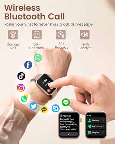 Smart Watches for Women,Fitness Tracker Watch for Android Phones/iPhone Compatible,1.85" Womens Watch with Blood Pressure Monitor,Calls and Messages/Heart Rate/Sleep/Female Cycle(3 Watch Bands)