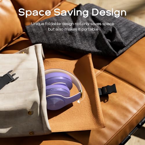 DOQAUS Bluetooth Headphones Over Ear, 90 Hours Playtime Wireless Headphones with 3 EQ Modes, Noise Isolating HiFi Stereo Headphones with Deep Bass, Mic, Soft Earpads for Cellphone/PC (Purple)