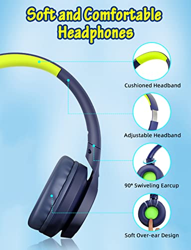 Kids Headphones with Cord , Wired Over Ear Headsets with Microphone Limited Volume 85dB/ 94dB, Portable Wired Headphones for Kids Boys Girls Teens Children Online School/Travel/iPad/Tablet/Cellphone