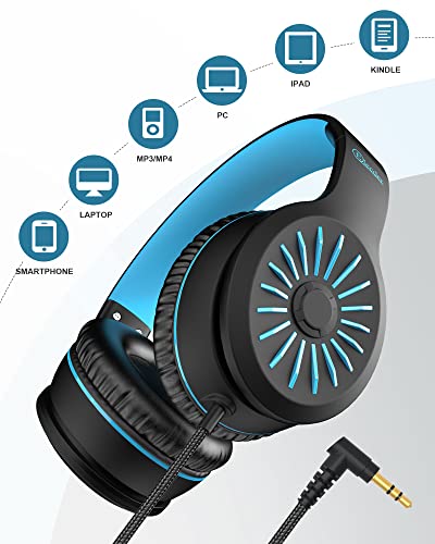 Elecder i45 Black Wired Headphones, Immersive Hi-Fi Stereo Bass, Lightweight and Folding, 4.9ft Nylon Woven Rope, Ideal for School, Travel, Home, Office, and More