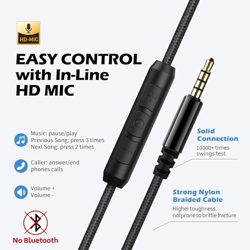 AILIHEN C8 Headphones Wired, On-Ear Headphones with Microphone and Volume Control Foldable Corded Stereo 3.5mm Headset for Smartphones Chromebook Laptop Computer PC Tablets Travel(Black/Blue)