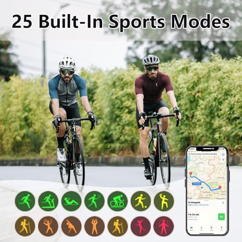 Fitness Tracker with Heart Rate Monitor, 1.1" AMOLED Screen Smart Watch, Activity Tracker, Pedometer, Sports Bracelet with Calorie Counter, Sleep Monitor, 5ATM Waterproof for Women Men (Black)