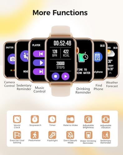 Smart Watch Fitness Tracker with 24/7 Heart Rate Blood Pressure Blood Oxygen Sleep Monitor Activity Tracker 128 Exercise Modes Step Calorie Counter Pedometer IP68 Waterproof for Android iOS Women Men