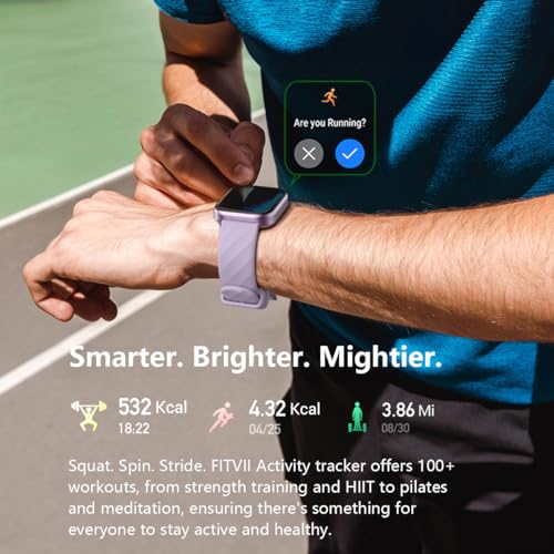 FITVII Health & Fitness Tracker 2024 (Answer/Make Calls), Smart Watch with 24/7 Heart Rate and Blood Pressure, Sleep Tracking, Blood Oxygen Monitor, 120+ Sport Mode Waterproof Activity Tracker