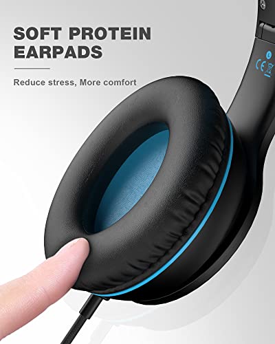 Elecder i45 Black Wired Headphones, Immersive Hi-Fi Stereo Bass, Lightweight and Folding, 4.9ft Nylon Woven Rope, Ideal for School, Travel, Home, Office, and More