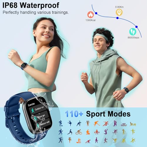 Smart Watch for Men Women (Answer/Make Call), 1.91"HD Smartwatch 2024 Fitness Activity Tracker, 110+ Sports IP68 Waterproof, Heart Rate/Sleep Monitor/Pedometer/Calories, Fitness Watch for Android iOS