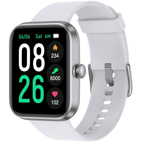 TYKOIT Smart Watch, Fitness Tracker Watch with 45 mm Touchscreen, Heart Rate Monitor, Blood Oxygen, Sleep Tracking Fitness Watch 5ATM Waterproof Smartwatch for Women Men Compatible with Android iOS