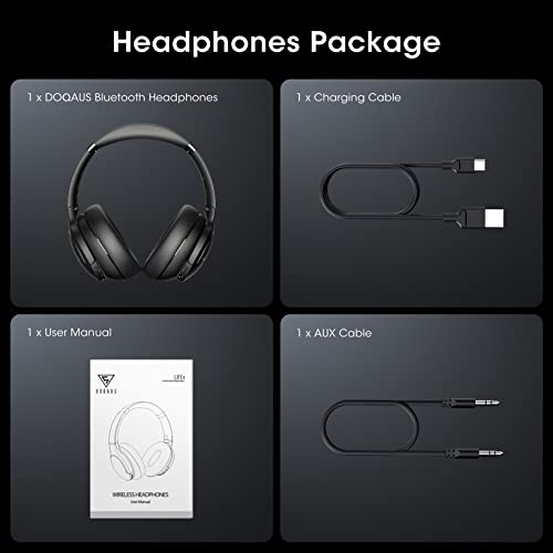 DOQAUS Upgraded Bluetooth Headphones Over Ear, 90H Playtime Bluetooth 5.3 Wireless Headphones 3 EQ Modes, Built-in HD Mic, HiFi Stereo Sound,Deep Bass,Memory Foam Ear Cups for Phone/PC