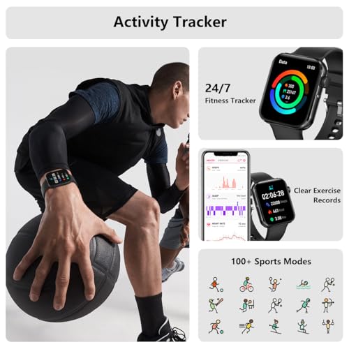 MorePro Health Fitness Tracker (Answer/Make Call), 1.83" Smart Watch with 24/7 Heart Rate/Blood Pressure/Blood Oxygen/Sleep Monitor, Step Calorie Counter with 100 Sports for Women Men Android iPhone