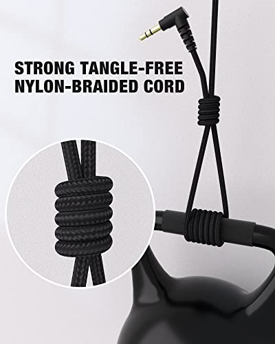 Elecder i45 Black Wired Headphones, Immersive Hi-Fi Stereo Bass, Lightweight and Folding, 4.9ft Nylon Woven Rope, Ideal for School, Travel, Home, Office, and More