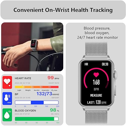 Fitness Tracker Answer/Make Calls, Smart Watch with Blood Pressure, Blood Oxygen, 24/7 Heart Rate Monitor, 120 Sport Mode Activity Tracker with Step Counter, Waterproof Sleep Tracker for Women Men