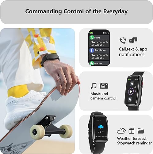 MorePro Fitness Tracker, 1.47" Smart Watch with HR Blood Oxygen Blood Pressure Monitor, Sleep Tracker Calorie Step Counter, IP68 Waterproof Fitness Watch Activity Tracker for Women Men, Black