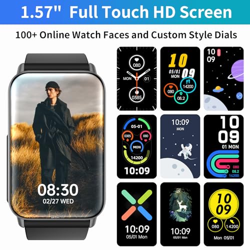 RUWGT Fitness Tracker for Men Women(Answer/Make Calls), 1.57" Smart Watch with Heart Rate Blood Pressure Monitor, Sleep Tracker, Pedometer, IP68 Waterproof Activity Trackers for Android & iOS Phones