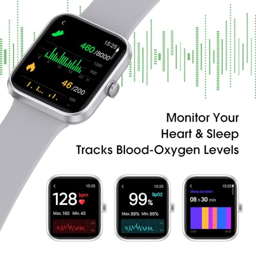 TYKOIT Smart Watch, Fitness Tracker Watch with 45 mm Touchscreen, Heart Rate Monitor, Blood Oxygen, Sleep Tracking Fitness Watch 5ATM Waterproof Smartwatch for Women Men Compatible with Android iOS