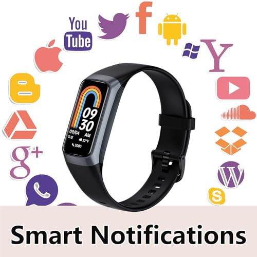 Fitness Tracker with Heart Rate Monitor, 1.1" AMOLED Screen Smart Watch, Activity Tracker, Pedometer, Sports Bracelet with Calorie Counter, Sleep Monitor, 5ATM Waterproof for Women Men (Black)