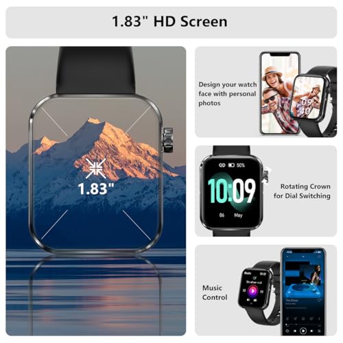 MorePro Health Fitness Tracker (Answer/Make Call), 1.83" Smart Watch with 24/7 Heart Rate/Blood Pressure/Blood Oxygen/Sleep Monitor, Step Calorie Counter with 100 Sports for Women Men Android iPhone