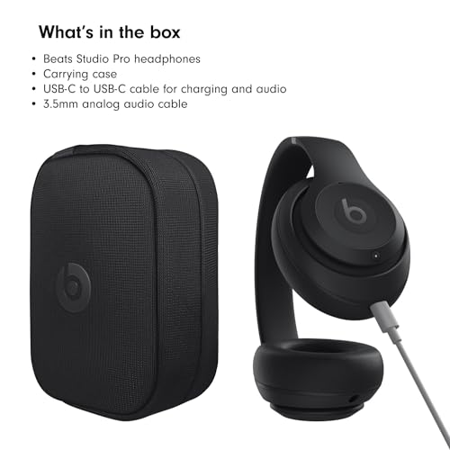 beats Studio Pro - Wireless Bluetooth Noise Cancelling Headphones - Personalized Spatial Audio, USB-C Lossless Audio, Apple & Android Compatibility, Up to 40 Hours Battery Life - Black