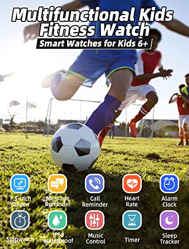 Kids Smart Watch for Girls,IP68 Waterproof Kids Fitness Tracker Watch with 1.5 Inch DIY Face,Heart Rate Sleep Monitor,19 Sport Modes,Calories Counter,Alarm Clock,Great Gifts for Children 6+ (Black)