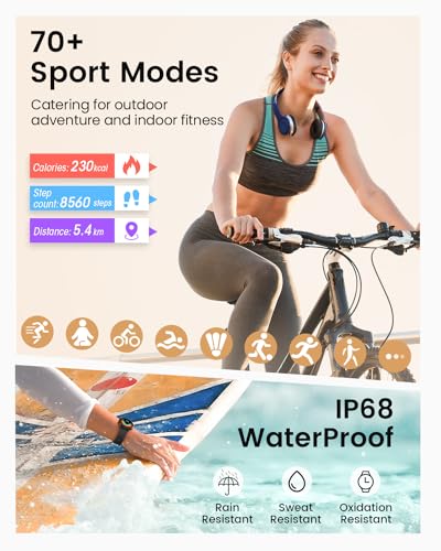 Fitness Watch for Women Men, [Lightweight] Health Fitness Tracker Smart Watches for iPhone ＆ Android [Calls/Answer], Activity Trackers and Smartwatches, Heart Rate Monitor, 70 Sport Modes, Waterproof
