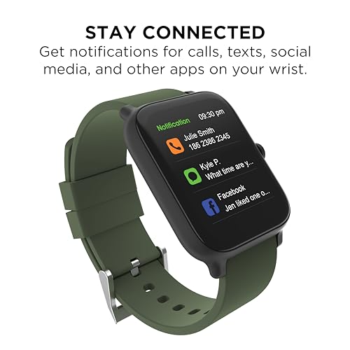 24/7 EVO Unisex Smartwatch - Fitness Tracker, Heart Rate Monitor, Customizable Watch Face - Activity and Calorie Tracker - Multi Sports Modes - Bluetooth Connectivity