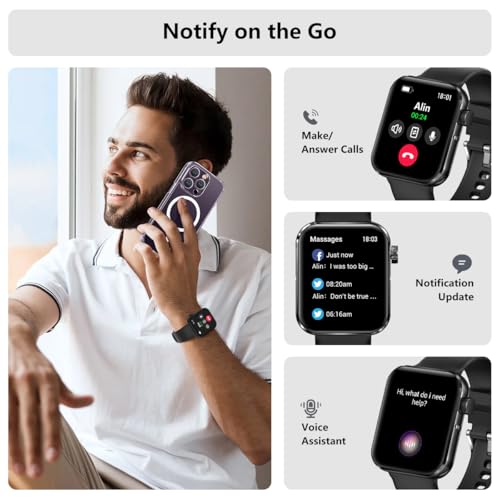 MorePro Health Fitness Tracker (Answer/Make Call), 1.83" Smart Watch with 24/7 Heart Rate/Blood Pressure/Blood Oxygen/Sleep Monitor, Step Calorie Counter with 100 Sports for Women Men Android iPhone