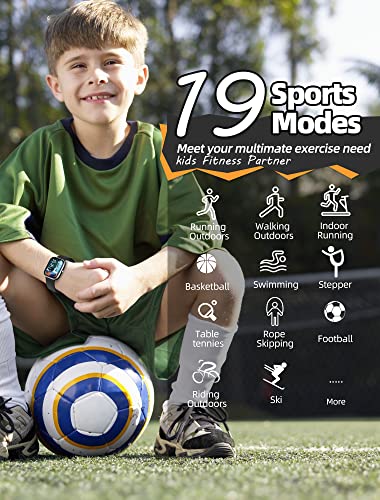 Kids Smart Watch for Girls,IP68 Waterproof Kids Fitness Tracker Watch with 1.5 Inch DIY Face,Heart Rate Sleep Monitor,19 Sport Modes,Calories Counter,Alarm Clock,Great Gifts for Children 6+ (Black)