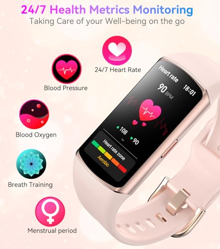 Health Fitness Tracker Smart Watch with Always on Display 24/7 Heart Rate Blood Pressure Blood Oxygen Monitor Sleep Tracker 120+ Exercise Modes Step Calorie Counter IP68 Waterproof for Women Men