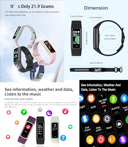 Excelpeakia Fitness Tracker, 25 Sports Modes, Heart Rate/Blood Oxygen and Pressure Monitor Sleep Step Tracker/Carolies Waterproof Smartwatch Smart Bracelet for Android and iOS Phone