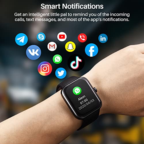 TOZO S2 44mm Smart Watch Alexa Built-in Fitness Tracker with Heart Rate and Blood Oxygen Monitor,Sleep Monitor 5ATM Waterproof HD Touchscreen for Men Women Compatible with iPhone&Android Black