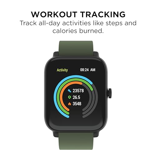 24/7 EVO Unisex Smartwatch - Fitness Tracker, Heart Rate Monitor, Customizable Watch Face - Activity and Calorie Tracker - Multi Sports Modes - Bluetooth Connectivity