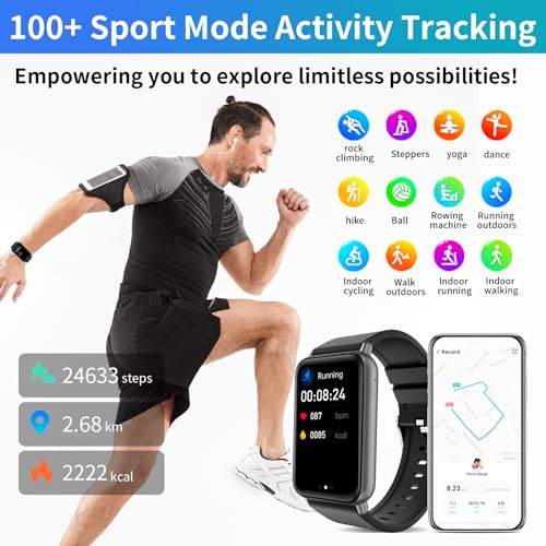 RUWGT Fitness Tracker for Men Women(Answer/Make Calls), 1.57" Smart Watch with Heart Rate Blood Pressure Monitor, Sleep Tracker, Pedometer, IP68 Waterproof Activity Trackers for Android & iOS Phones