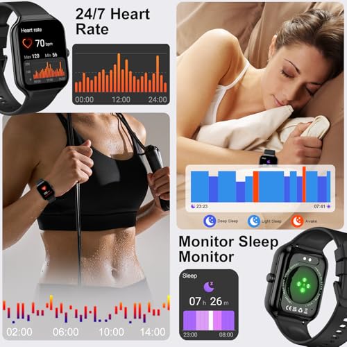 Smart Watch for Men Women (Answer/Make Call), 1.96"HD Smartwatch with Heart Rate/Sleep Monitor/Pedometer/Calories, 113+ Sports Fitness Tracker Watch, IP68 Waterproof Activity Tracker for Android iOS